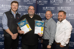 Scottish Craft Butchers Regional Meeting, Carfraemill…23.10.23
John Taylor (centre) from Taylor Family Butchers with his Gold Awards in the 2023 Scottish Craft Butchers Specialty Meat Pie Awards and Traditional Steak Pie Awards pictured with sponsors Jason Ward (left) from John Scott Meats and Craig Cameron and Simon Coles (right) from Dalesman
Picture by Graeme Hart.
Copyright Perthshire Picture Agency
Tel: 07990 594431