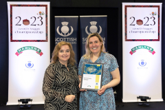FREE TO USE PHOTOGRAPH..World Haggis Championships 2023.
Laura Black of Coopers of Bellshill pictured receiving her certificate from Louise Harley of sponsors Hamlyns after being named West of Scotland Champion in the 2023 World Haggis Championships.
for further info please see press release from Maureen Young on 07778 779888
Picture by Graeme Hart.
Copyright Perthshire Picture Agency
Tel: 07990 594431