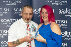 FREE TO USE PHOTOGRAPH....Love Your Local Butcher Award winner for 2024 Ewan Morrice of Ewan Morrice Quality Butchers pictured with Fiona Wallace who nominated him for the award at the Scottish Craft Buchers 106th Annual General Meeting were he was presented with is trophy.
see press release or contact Claire Simpson on claire@craftskills.scot
Picture by Graeme Hart.
Copyright Perthshire Picture Agency
Tel: 07990 594431