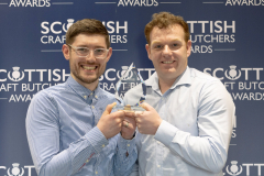 Scottish Craft Butchers Training Awards 2023....22.11.23
Training Partner of the Year winner Strachan Craft Butchers, pictured from left, Grant Duffy and Steven Strachan.
Picture by Graeme Hart.
Copyright Perthshire Picture Agency
Tel: 07990 594431