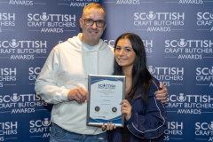 Scottish Craft Butchers Scottish Beef Slice Sausage Championship 2024
Neil and Cara Rodger of D&J Rodger pictured with their Gold Award
Picture by Graeme Hart.
Copyright Perthshire Picture Agency
Tel: 07990 594431