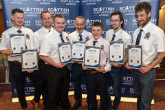 Scottish Craft Butchers Scottish Beef Slice Sausage Championship 2024 and Make It With Pork Championship 2024.
The team from Ewan Morrice Quality Butchers, from left, Ryan Laurence, Scott Neil, Adam Cameron, Ewan Morrice, Alfie Gillanders, Darren Baxter and James Morrice pictured with their Gold & Silver Awards.
Picture by Graeme Hart.
Copyright Perthshire Picture Agency
Tel: 07990 594431