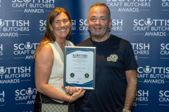 Scottish Craft Butchers Scottish Beef Slice Sausage Championship 2024
Gary & Nicola Walker from Gary Walker Butchers piuctured with their Gold Award
Picture by Graeme Hart.
Copyright Perthshire Picture Agency
Tel: 07990 594431