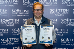 Scottish Craft Butchers Scottish Beef Slice Sausage Championship 2024
Nigel Ovens from McCaskies Bucthers & Cafe pictured with his Gold Awards
Picture by Graeme Hart.
Copyright Perthshire Picture Agency
Tel: 07990 594431