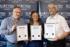 Scottish Craft Butchers Awards, Carfraemill, Lauder....20.05.24
Home Cured Bacon Product 2024, Silver Award winners James Pringle and Levi Carr pictured with Ian McVicar (right) from sponsors Scotweigh
Picture by Graeme Hart.
Copyright Perthshire Picture Agency
Tel: 07990 594431