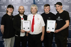 Scottish Craft Butchers Awards, Garfield House, Stepps...21.05.24
Ian MacVicar (centre) of sponsors Scotweigh pictured with from left, Laurie Hart-Bain, Gary McPhate, Preston Gillooly and Liam Connor and their Silver Awards in the Home Cured Bacon Product Competition.
Picture by Graeme Hart.
Copyright Perthshire Picture Agency
Tel: 07990 594431