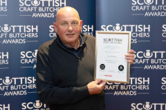 Scottish Craft Butchers Awards, Laichmoray Hotel, Elgin.   22.05.24
Murray Mackay from Fraser Brothers pictured with his Silver award in the Home Cured Bacon Product competition.
Picture by Graeme Hart.
Copyright Perthshire Picture Agency
Tel: 07990 594431
