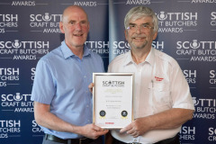 Scottish Craft Butchers Awards, Carfraemill, Lauder....20.05.24
Home Cured Bacon Product 2024, Gold Award winner Callum Forsyth (left) of WTS Forsyth & Sons pictured with Ian McVicar from sponsors Scotweigh
Picture by Graeme Hart.
Copyright Perthshire Picture Agency
Tel: 07990 594431